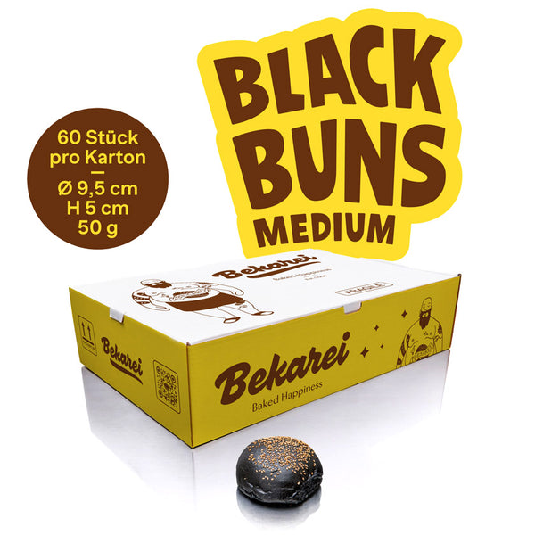 Black Burger Buns M - 60er BIGBOX